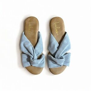 Lulu's Santana Knotted Slide Sandals in Light Blue